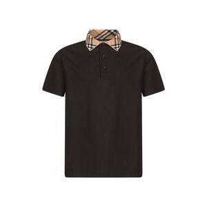Burberry Men Brown Pique Check Collar Polo Shirt